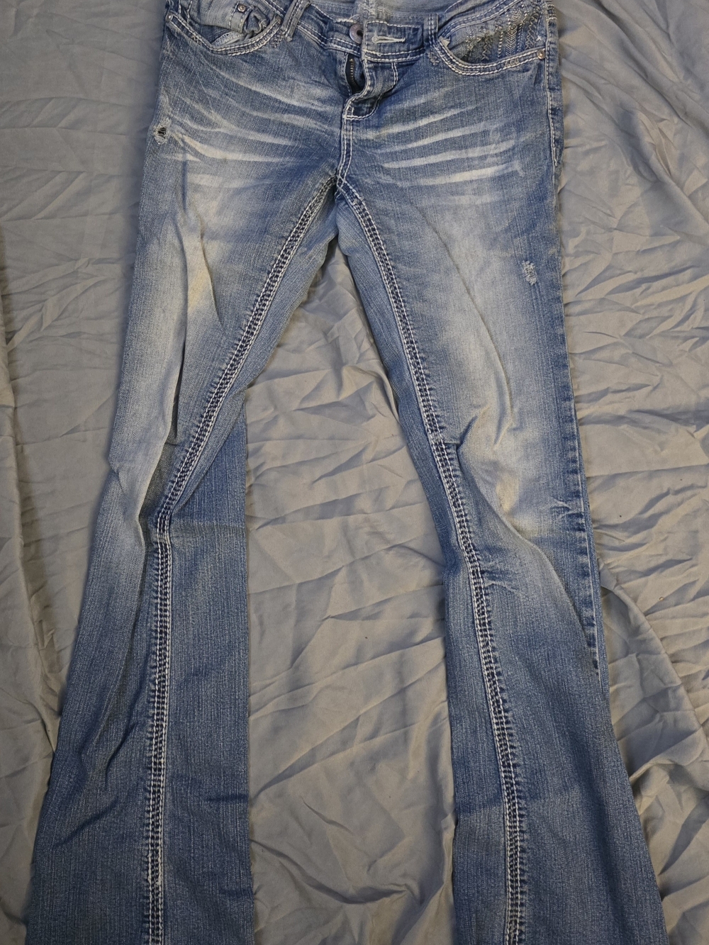 Ariya Light Blue Flared Jeans with Faded Detail